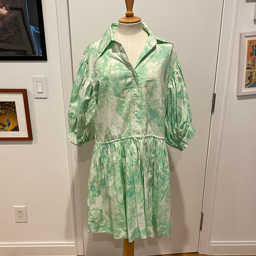 SWF Boutique Tie dye green and white dress    with cinch tie